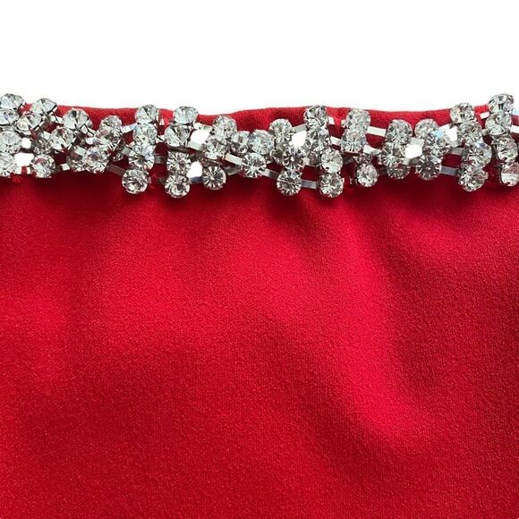 NEW Lulu’s | Feel the Beat Red Rhinestone Strapless Bodycon Mini Dress, Size M - Picture 7 of 15